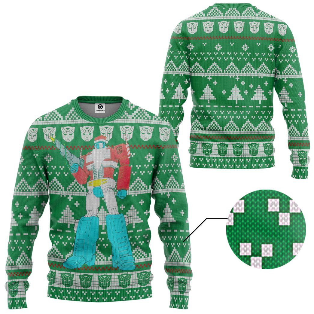 Gearhuman 3D Optimus Prime Ugly Christmas Sweater Custom Tshirt Hoodie Apparel GV291024 3D Apparel 