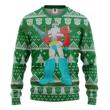 Gearhumans 3D Optimus Prime Ugly Christmas Sweater Custom Tshirt Hoodie Apparel