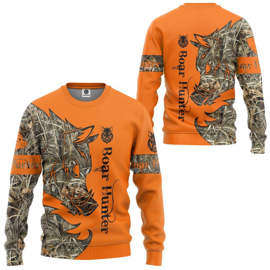 Gearhuman 3D Orange Boar Hunter Custom Tshirt Hoodie Apparel GV09116 3D Apparel 