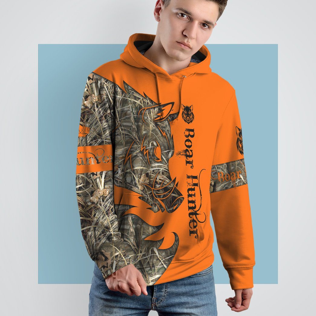 Gearhuman 3D Orange Boar Hunter Custom Tshirt Hoodie Apparel GV09116 3D Apparel 