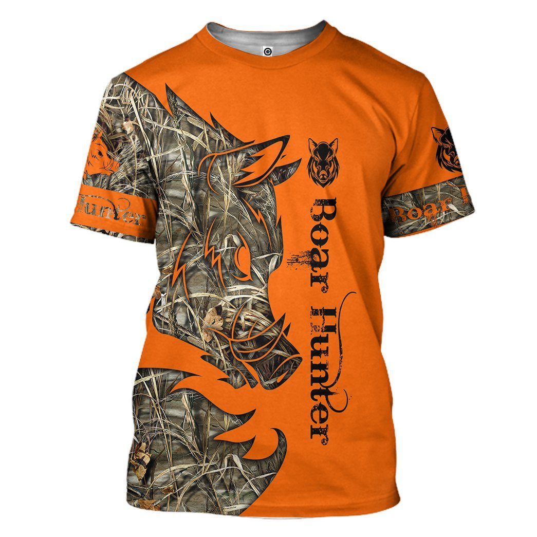 Gearhuman 3D Orange Boar Hunter Custom Tshirt Hoodie Apparel GV09116 3D Apparel T-Shirt S 