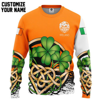 Gearhumans 3D Orange Ireland St Patrick Day Custom Name Tshirt Hoodie Apparel