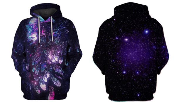 Gearhuman 3d Owl Galaxy Hoodies - T-Shirt Apparel HP101118 3D Custom Fleece Hoodies 