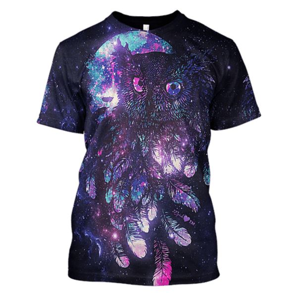 Gearhuman 3d Owl Galaxy Hoodies - T-Shirt Apparel HP101118 3D Custom Fleece Hoodies T-Shirt S 