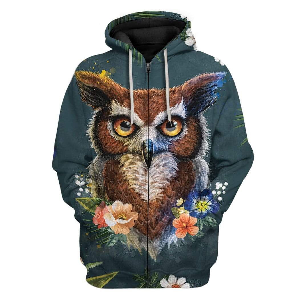 Gearhuman 3D Owl Of Spring Custom T-Shirts Hoodies Apparel AN-AT1202205 3D Custom Fleece Hoodies Zip Hoodie S 