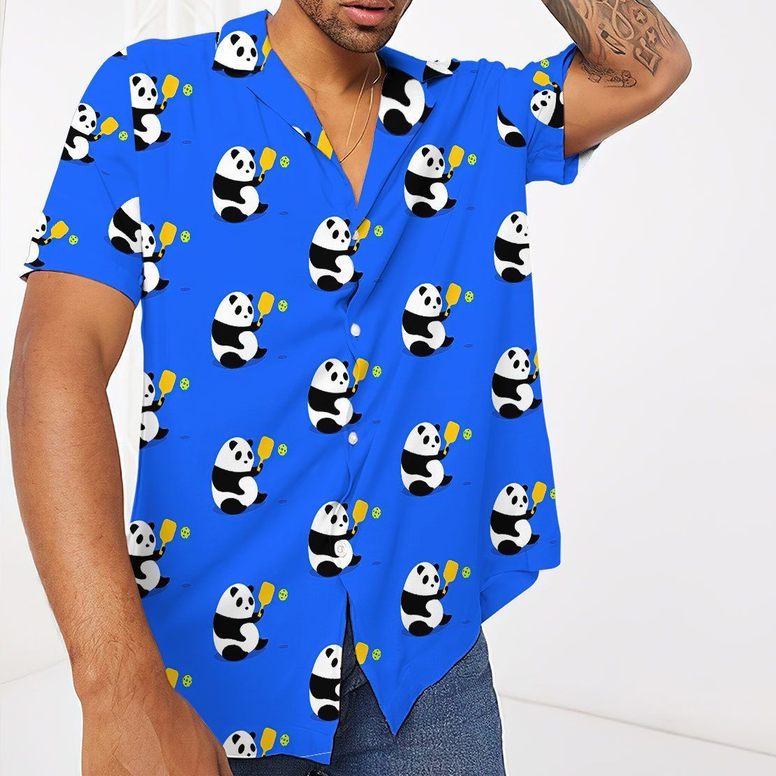 Gearhuman 3D Panda Pickleball Hawaii Shirt ZK0507212 Short Sleeve Shirt 