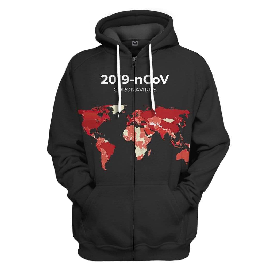 Gearhuman 3D Pandemic Map Custom Fleece Hoodie Apparel GW28042 3D Custom Fleece Hoodies Zip Hoodie S 