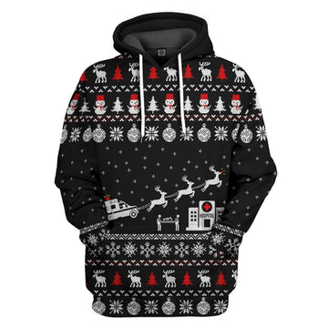 Gearhumans 3D Paramedic Hospital Ambulance Ugly Christmas Sweater Custom Hoodie Apparel