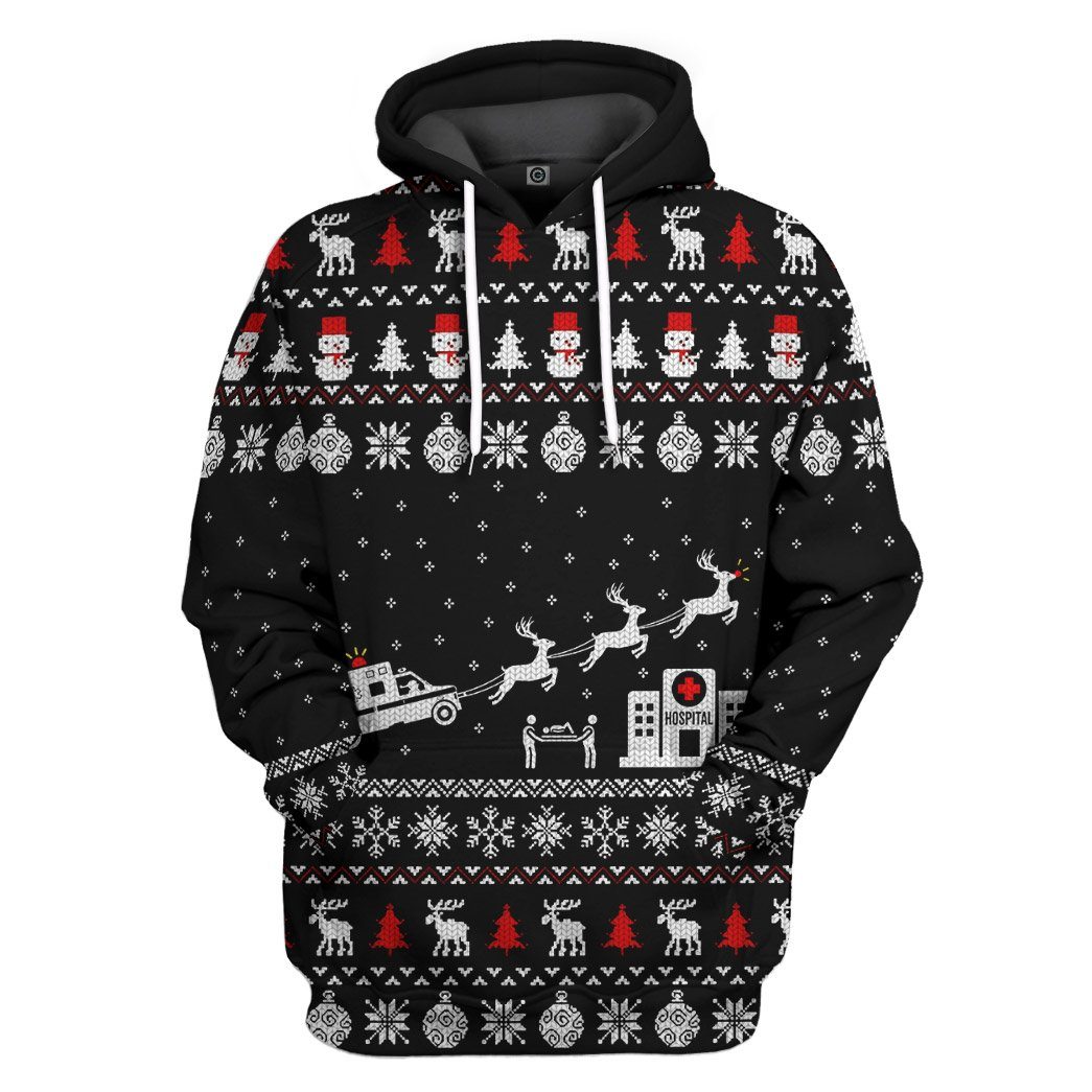 Gearhuman 3D Paramedic Hospital Ambulance Ugly Christmas Sweater Custom Hoodie Apparel GV09104 3D Apparel Hoodie S 