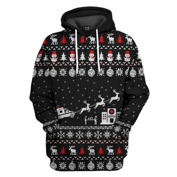 Gearhumans 3D Paramedic Hospital Ambulance Ugly Christmas Sweater Custom Hoodie Apparel