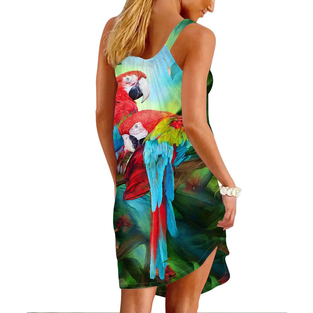 Gearhuman 3D Parrot Sleeveless Beach Dress ZZ2306212 Beach Dress 