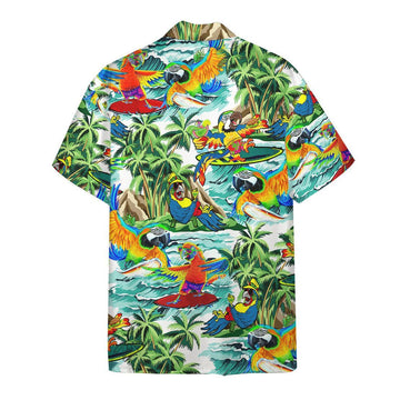 Gearhuman 3D Parrot Surfing Hawaii Shirt
