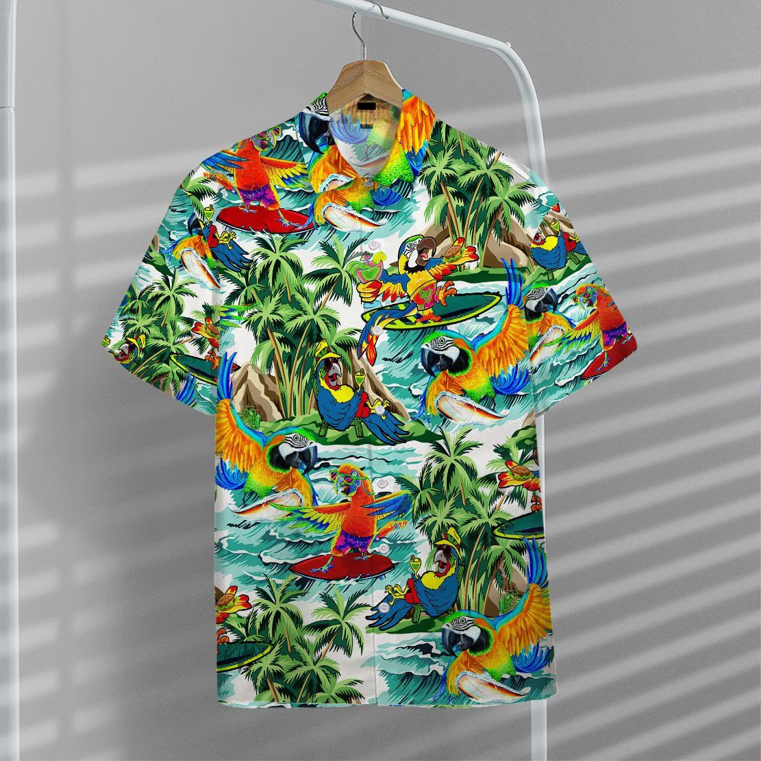 Gearhuman 3D Parrot Surfing Hawaii Shirt ZZ0707211 Short Sleeve Shirt 