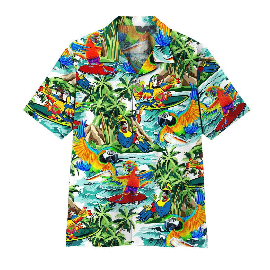 Gearhuman 3D Parrot Surfing Hawaii Shirt ZZ0707211 Short Sleeve Shirt Short Sleeve Shirt S 