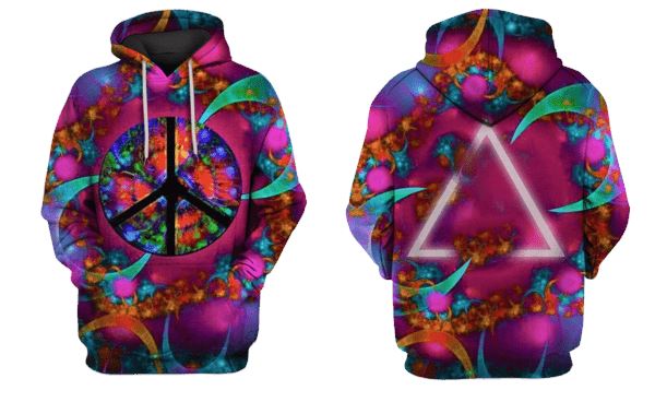 Gearhuman 3d Peace Sign Hoodies - T-Shirt Apparel HP101111 3D Custom Fleece Hoodies 