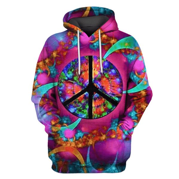 Gearhuman 3d Peace Sign Hoodies - T-Shirt Apparel HP101111 3D Custom Fleece Hoodies Hoodie S 