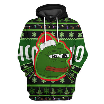 Gearhumans 3D Pepe Frog Ugly Sweater Custom Hoodie Apparel