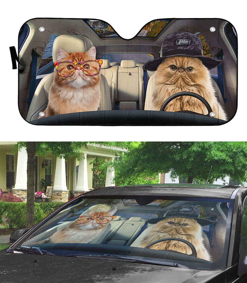 Gearhuman 3D Persian Cat Couple Auto Car Sunshade GV010315 Auto Sunshade