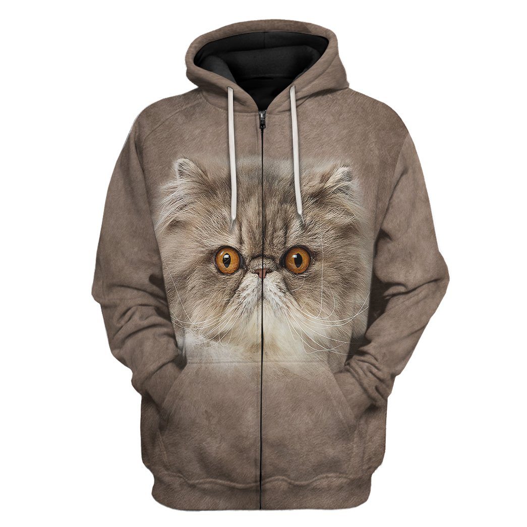 Gearhuman 3D Persian Cat Tshirt Hoodie Apparel GL22122 3D Apparel Zip Hoodie S 