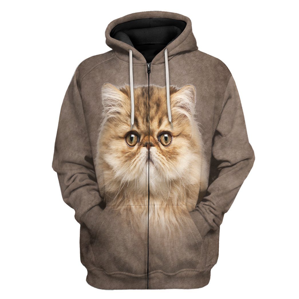 Gearhuman 3D Persian Cat Tshirt Hoodie Apparel ZL17122 3D Apparel Zip Hoodie S 