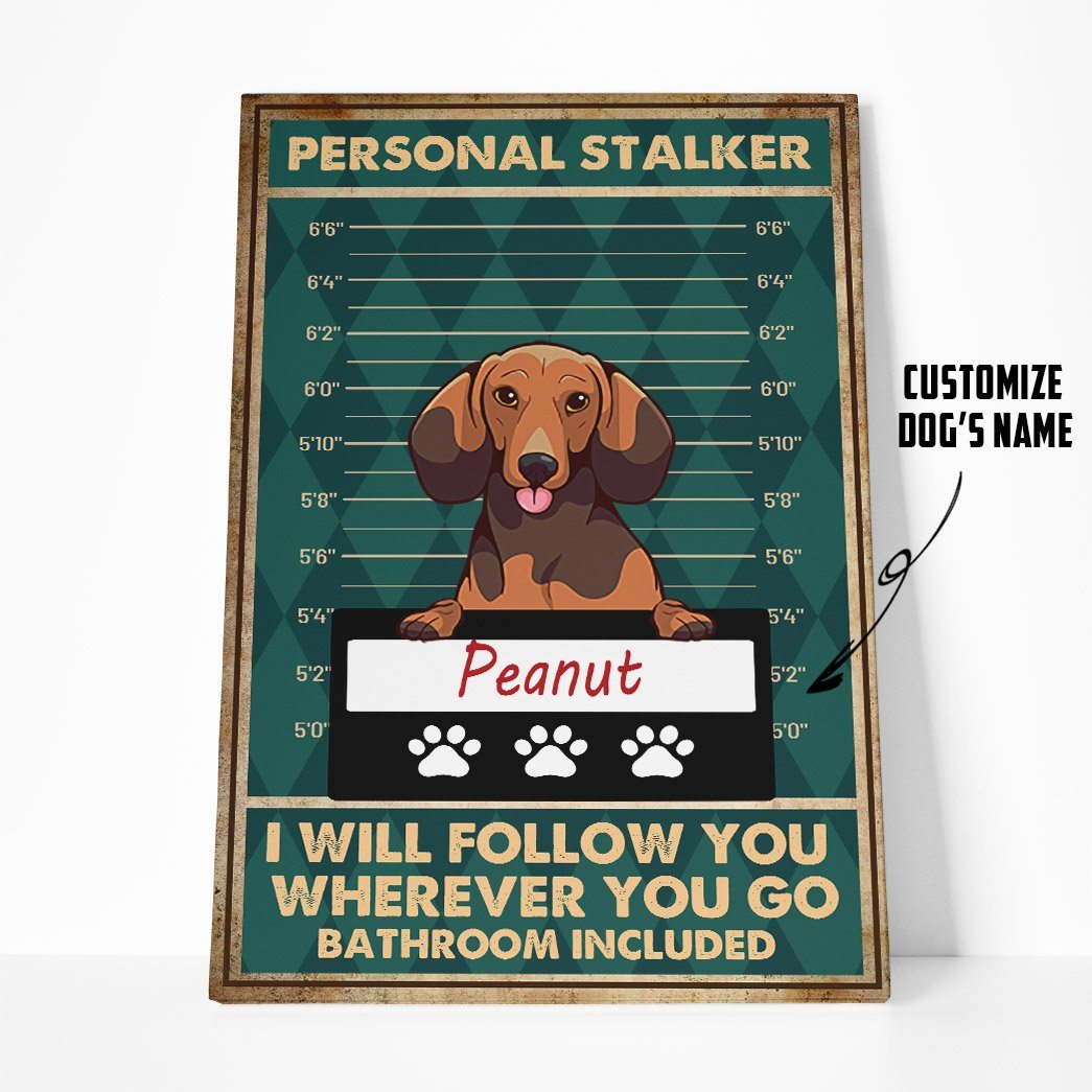 Gearhuman 3D Personal Stalker Dogs Dachshund Canvas GK29018 Canvas 1 Piece Non Frame M