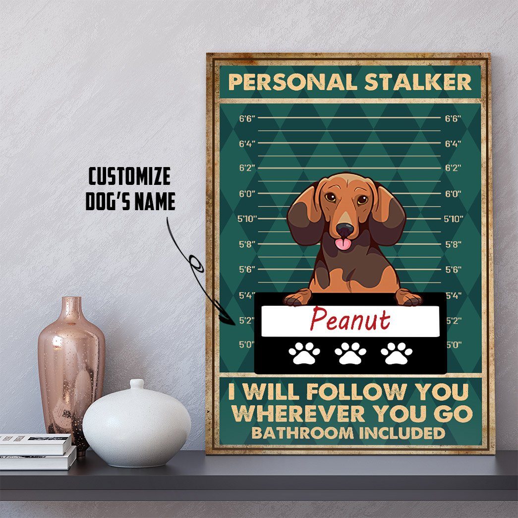 Gearhuman 3D Personal Stalker Dogs Dachshund Canvas GK29018 Canvas