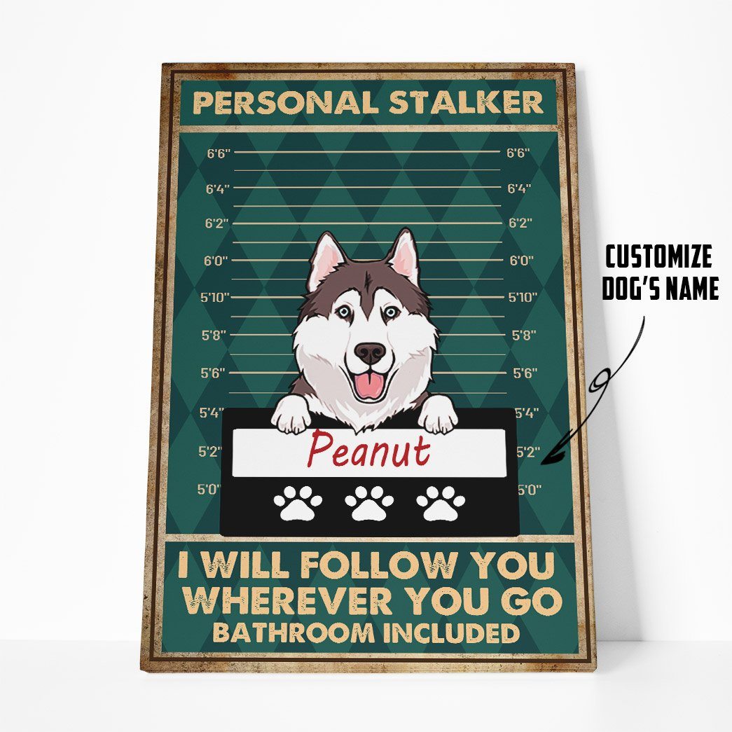 Gearhuman 3D Personal Stalker Dogs Husky Canvas GK29016 Canvas 1 Piece Non Frame M