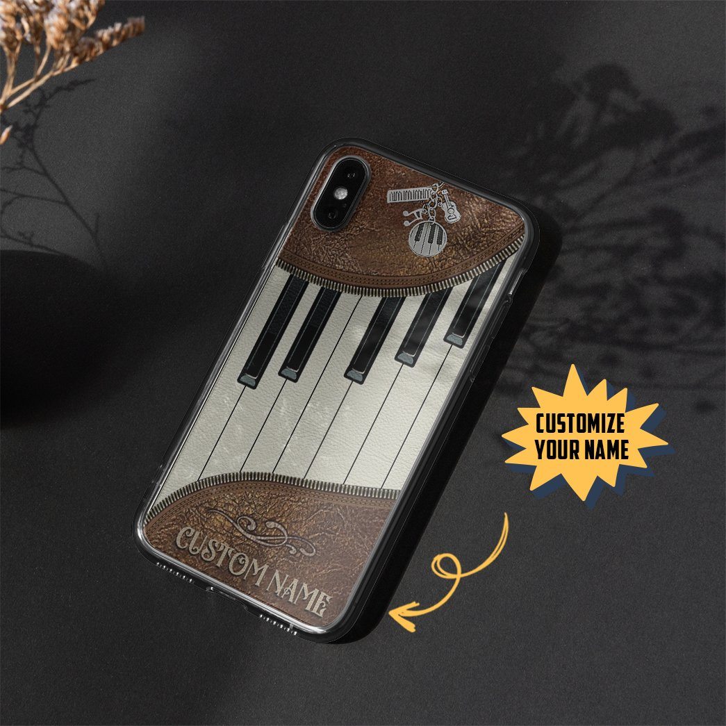 Gearhuman 3D Piano Leather Custom Name Phonecase GB26015 Glass Phone Case