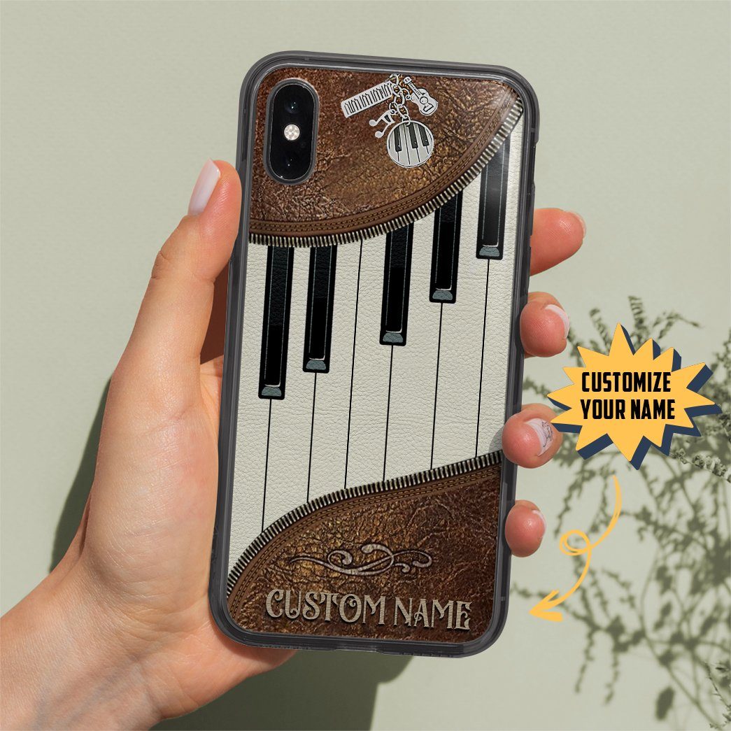 Gearhuman 3D Piano Leather Custom Name Phonecase GB26015 Glass Phone Case