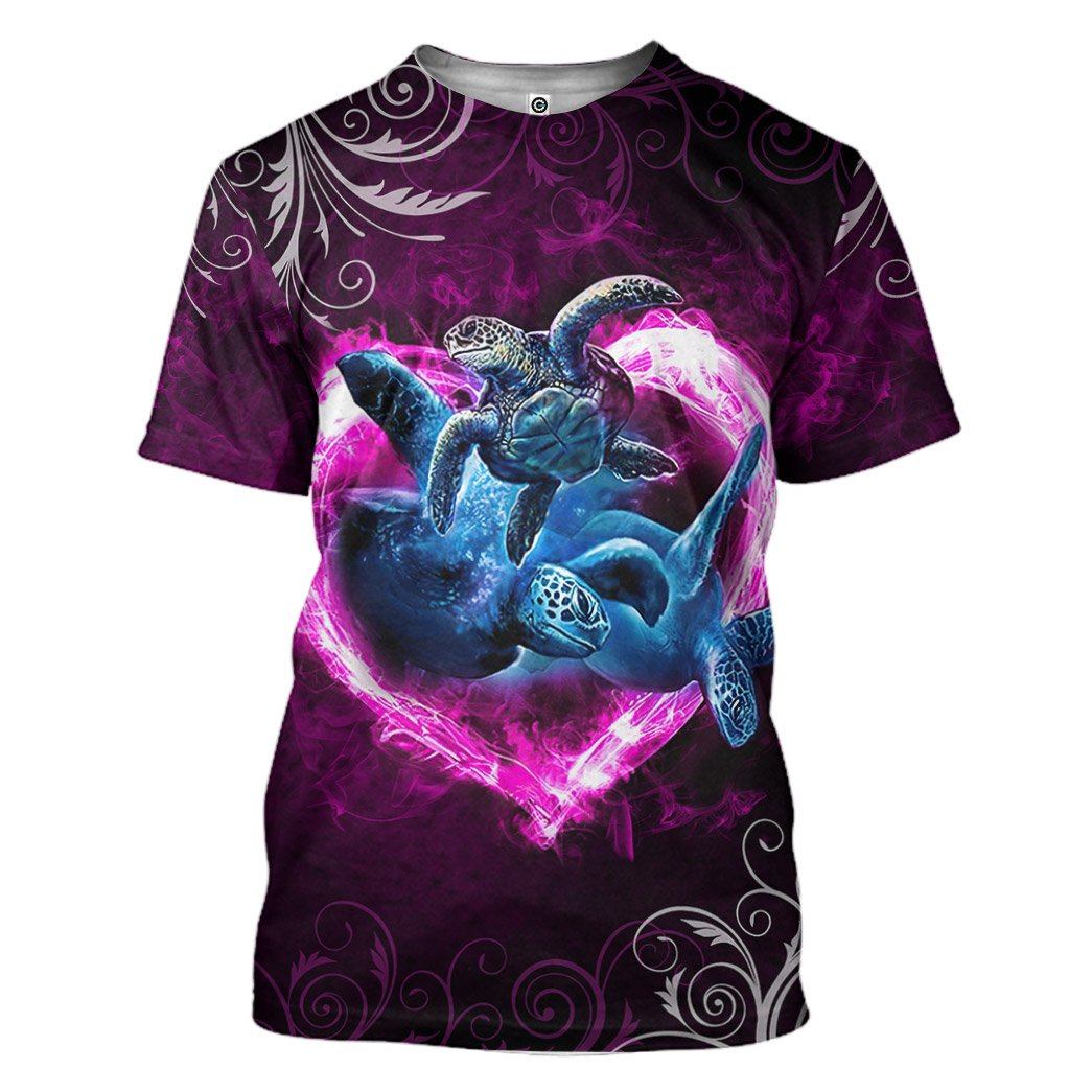 Gearhuman 3D Pink Heart Sea Turtle Tshirt Hoodie Apparel GB08013 3D Apparel T-Shirt S 