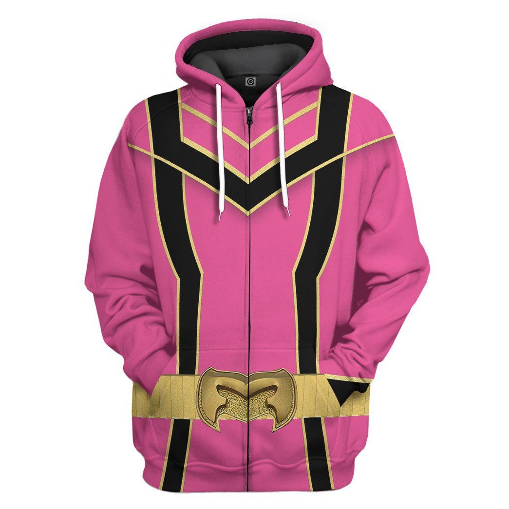 Gearhuman 3D Pink Power Rangers Mystic Force Tshirt Hoodie Apparel GB13013 3D Apparel Zip Hoodie S 