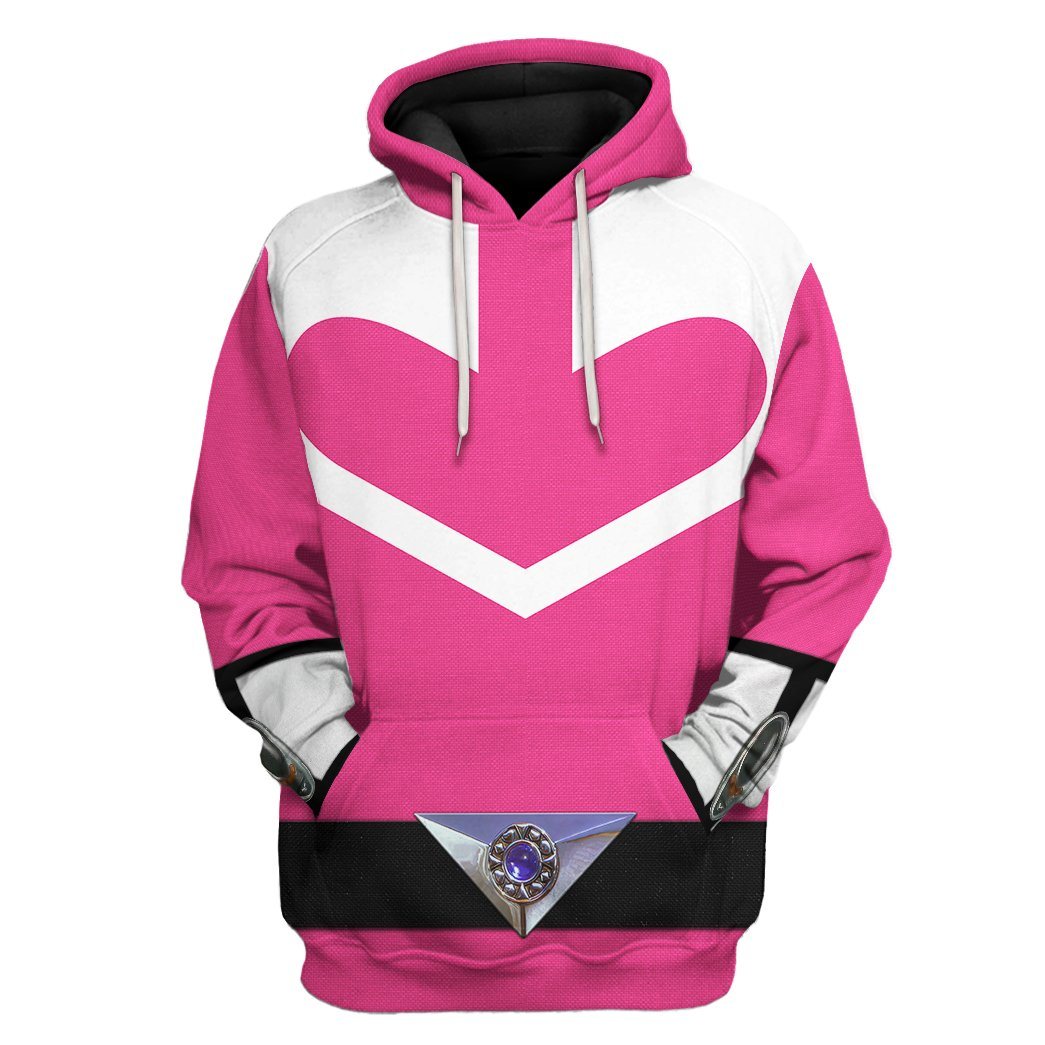 Gearhuman 3D Pink Power Rangers Time Force Tshirt Hoodie Apparel GB15017 3D Apparel Hoodie S 