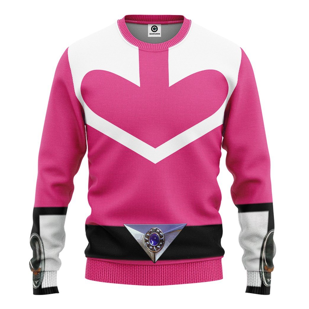 Gearhuman 3D Pink Power Rangers Time Force Tshirt Hoodie Apparel GB15017 3D Apparel Long Sleeve S 