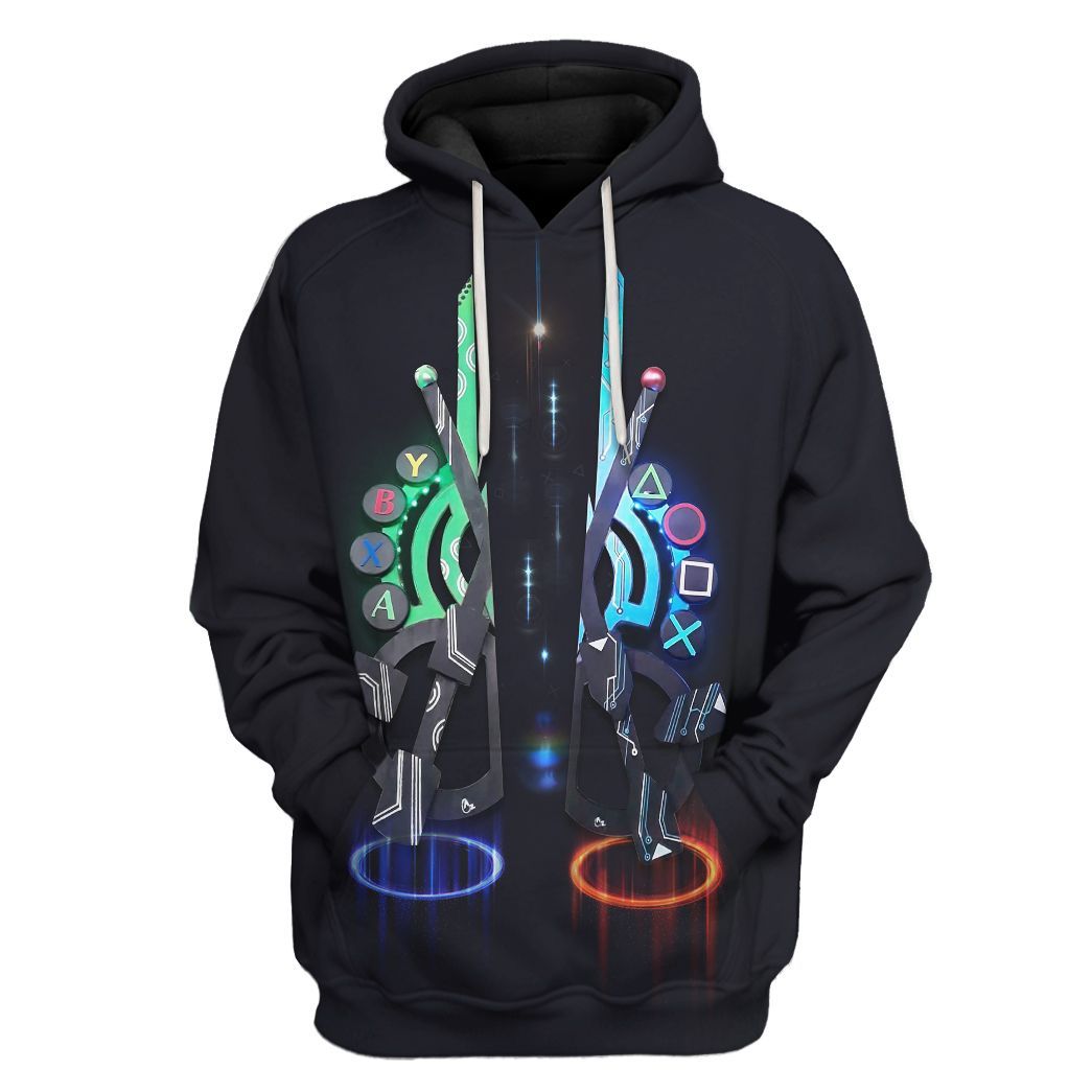 Gearhuman 3D Playstation vs Xbox Custom Tshirt Hoodie Apparel CU08121 3D Apparel Hoodie S 