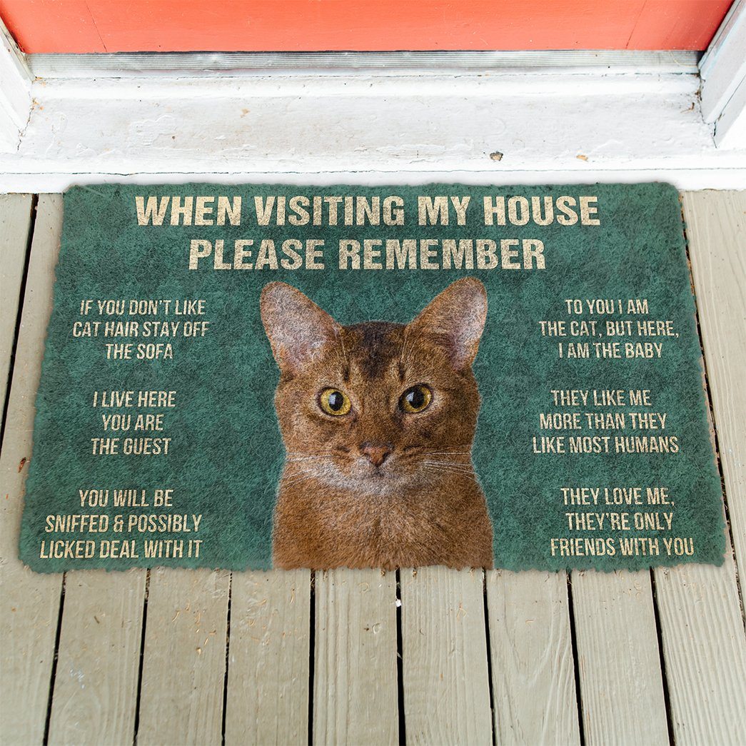 GearHuman 3D Please Remember Abyssinian Cats House Rules Doormat GV260112 Doormat