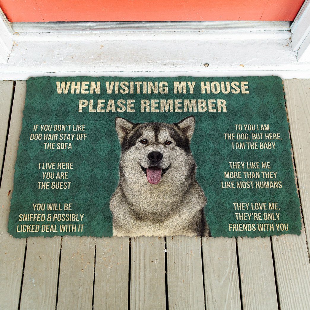 GearHuman 3D Please Remember Alaskan Malamute Dogs House Rules Custom Doormat GR220165 Doormat
