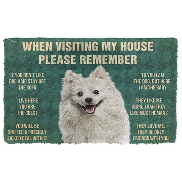 Gearhumans GearHuman 3D Please Remember American Eskimo Dogs House Rules Custom Doormat