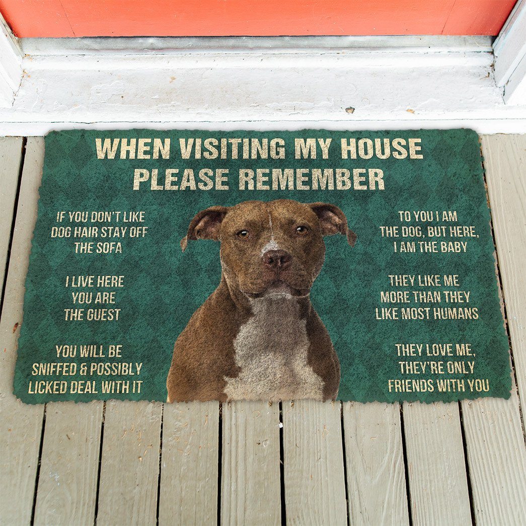 GearHuman 3D Please Remember American Staffordshire Terrier Dogs House Rules Custom Doormat GR220162 Doormat