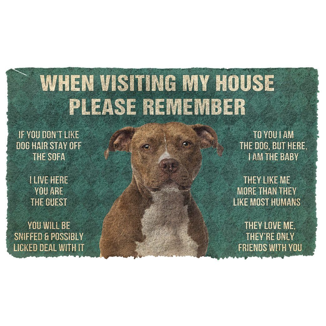 GearHuman 3D Please Remember American Staffordshire Terrier Dogs House Rules Custom Doormat GR220162 Doormat Doormat S(15,8''x23,6'')