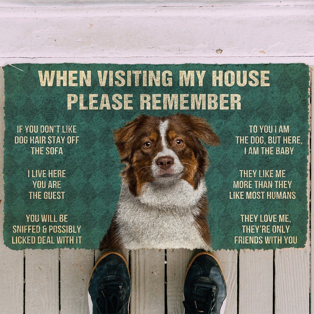 GearHuman 3D Please Remember Australian Shepherd Dogs House Rules Custom Doormat GR220167 Doormat