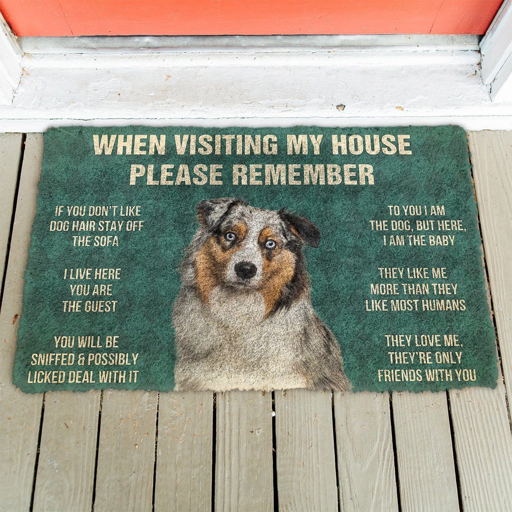 GearHuman 3D Please Remember Australian Shepherd Dog's House Rules Doormat GR20015 Doormat 
