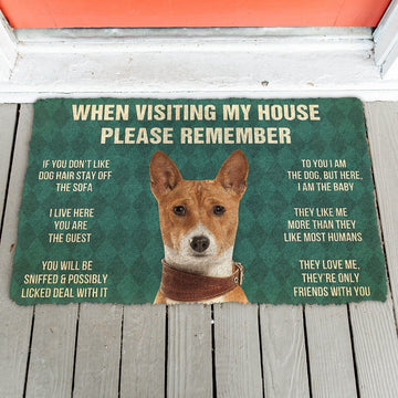 Gearhumans 3D Please Remember Basenji Dogs House Rules Custom Doormat