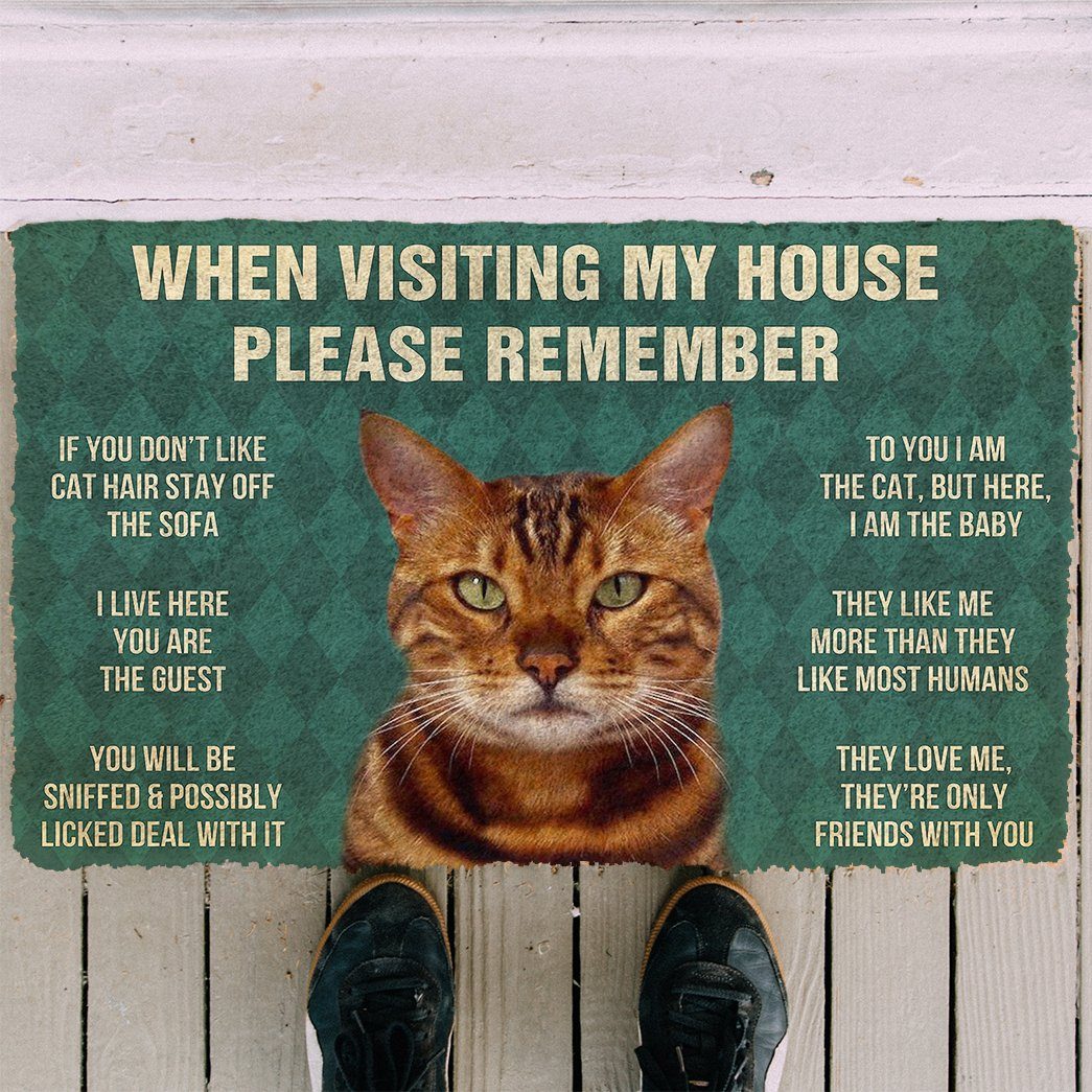 GearHuman 3D Please Remember Bengal Cat House Rules Doormat GR220148 Doormat 