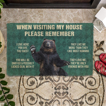 Gearhumans 3D Please Remember Black Bears House Rule Custom Doormat