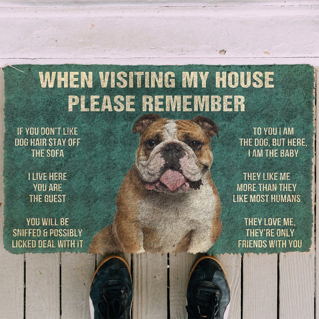 GearHuman 3D Please Remember Bulldog Dog's House Rules Doormat GR20013 Doormat 