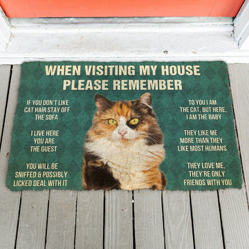 GearHuman 3D Please Remember Calico Cat House Rules Doormat GR15011 Doormat 