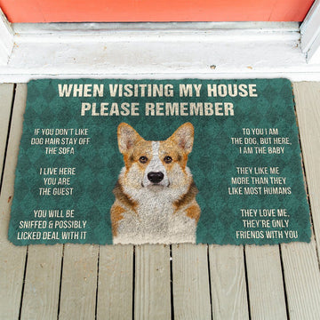 Gearhumans 3D Please Remember Cardigan Welsh Corgi Dogs House Rules Custom Doormat