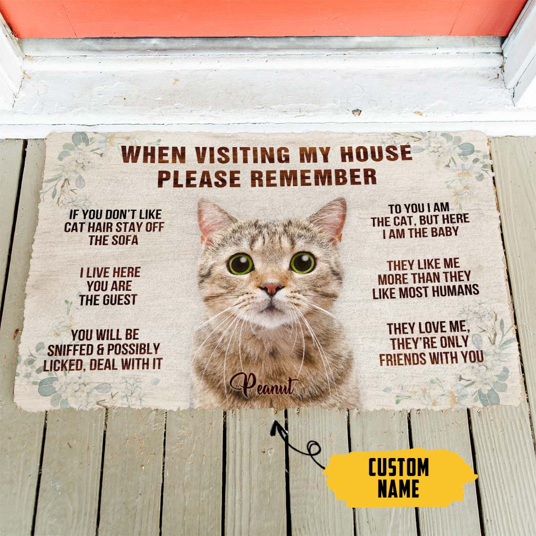 Gearhuman 3D Please Remember Cats House Rule Custom Photo Custom Name Doormat GW0107213 Doormat 