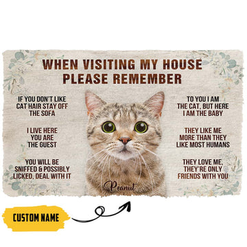 Gearhuman 3D Please Remember Cats House Rule Custom Photo Custom Name Doormat