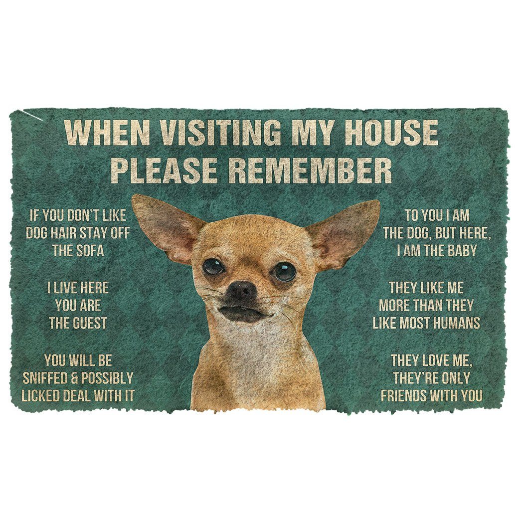 GearHuman 3D Please Remember Chihuahua Dogs House Rules Custom Doormat GR220160 Doormat Doormat S(15,8''x23,6'')